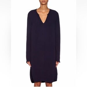 Raquel Allegra Raw Edge Crepe V-neck Lagenlook Shift Dress size M